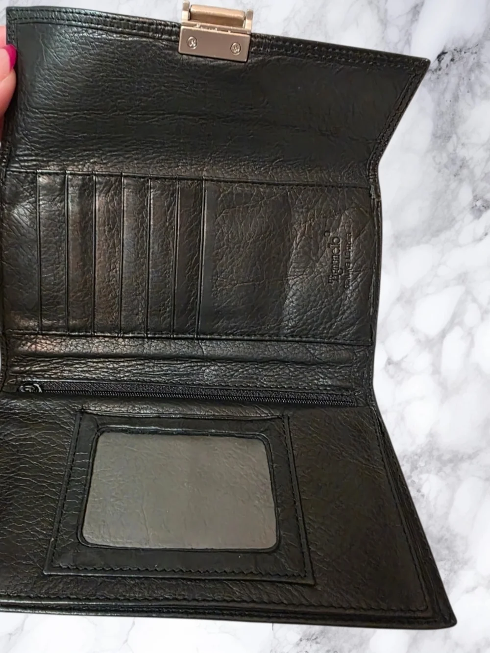 Vintage Tignanello Black Leather Wallet Snap Flap Soft Glove Leather Large Long